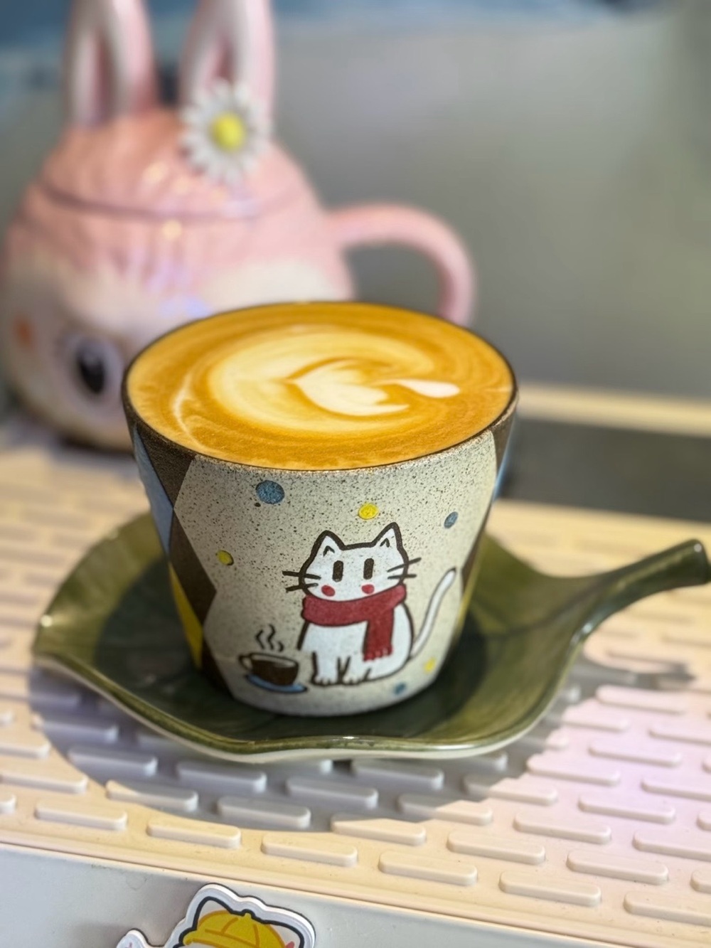 Cute Cat Ceramic Yunomi Tea Coffee Cup Japanese Style Jingdezhen Underglaze Gift